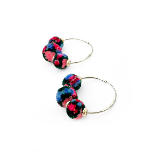 pom'd silver hoops in bloom
