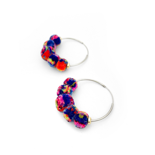 pom'd silver hoops in melody