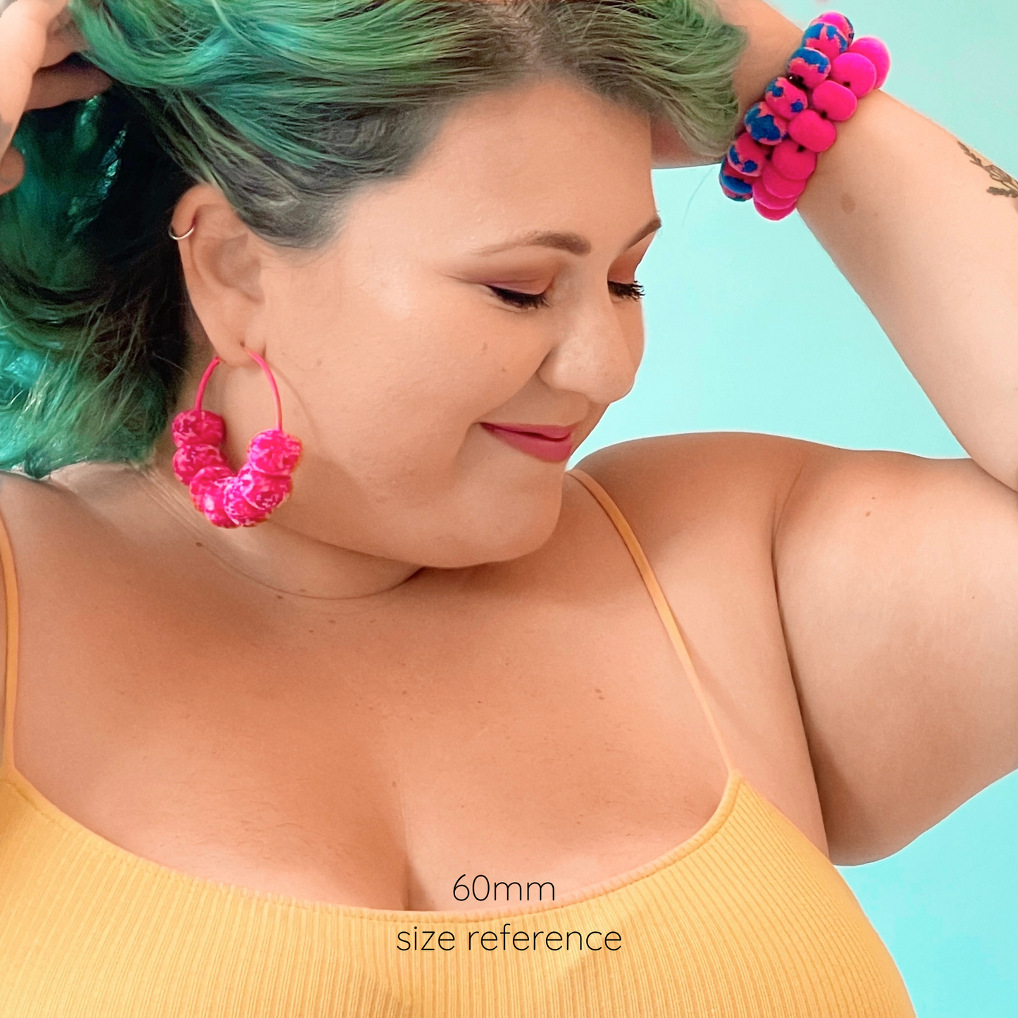 pom'd painted hoops in raspberry