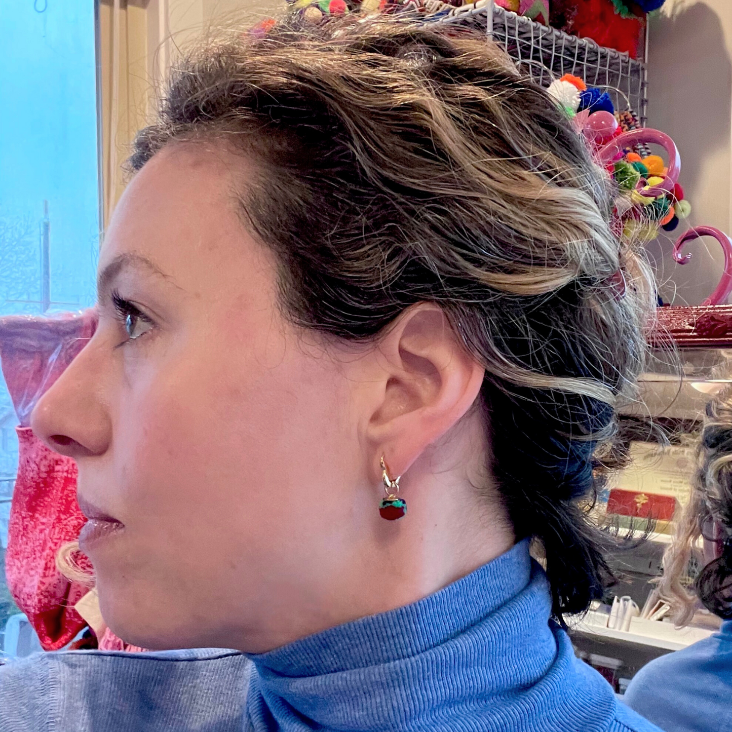 charm'd gold heart huggies in hunter