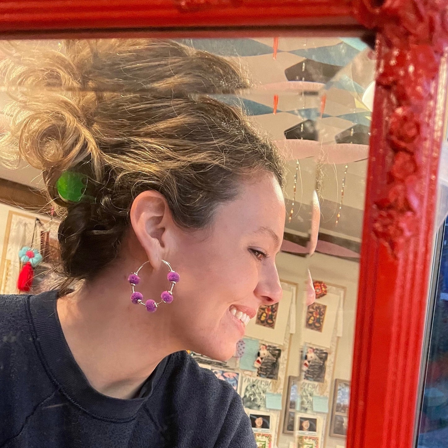 pom'd silver hoops in mauve