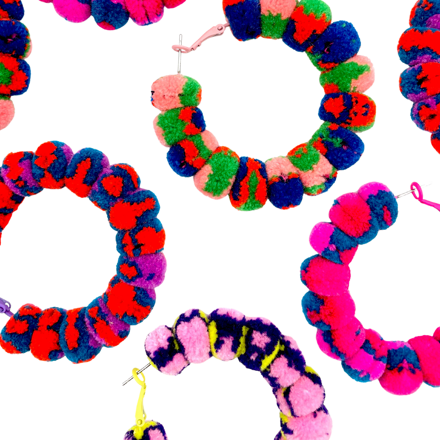 pom'd full painted hoops in bubble gum