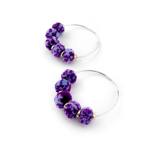 pom'd silver hoops in hyacinth
