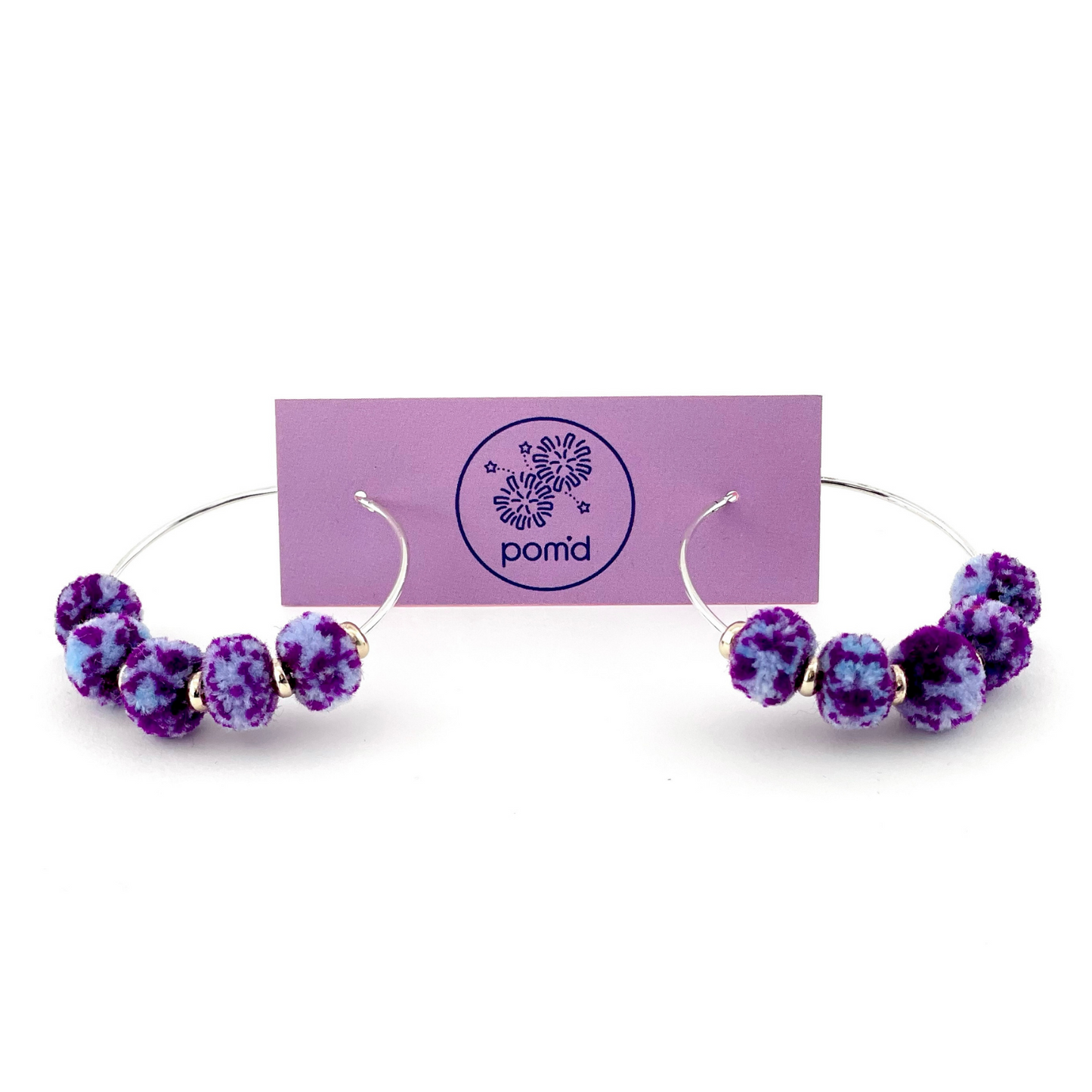 pom'd silver hoops in hyacinth