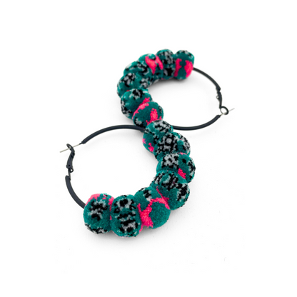 pom'd painted hoops in techno teal