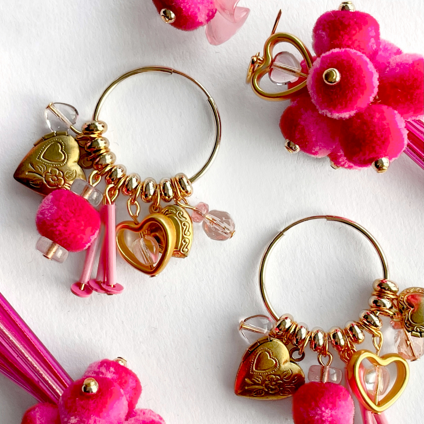 lov'd locket hoops in sweetheart