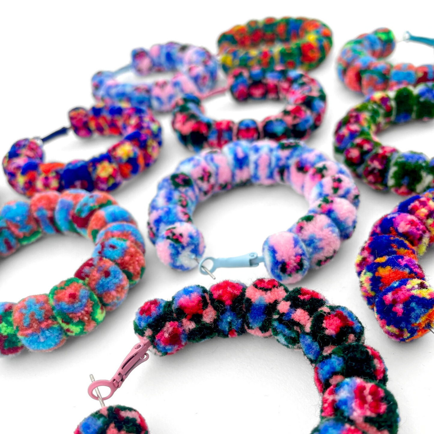 pom'd full painted hoops in bloom