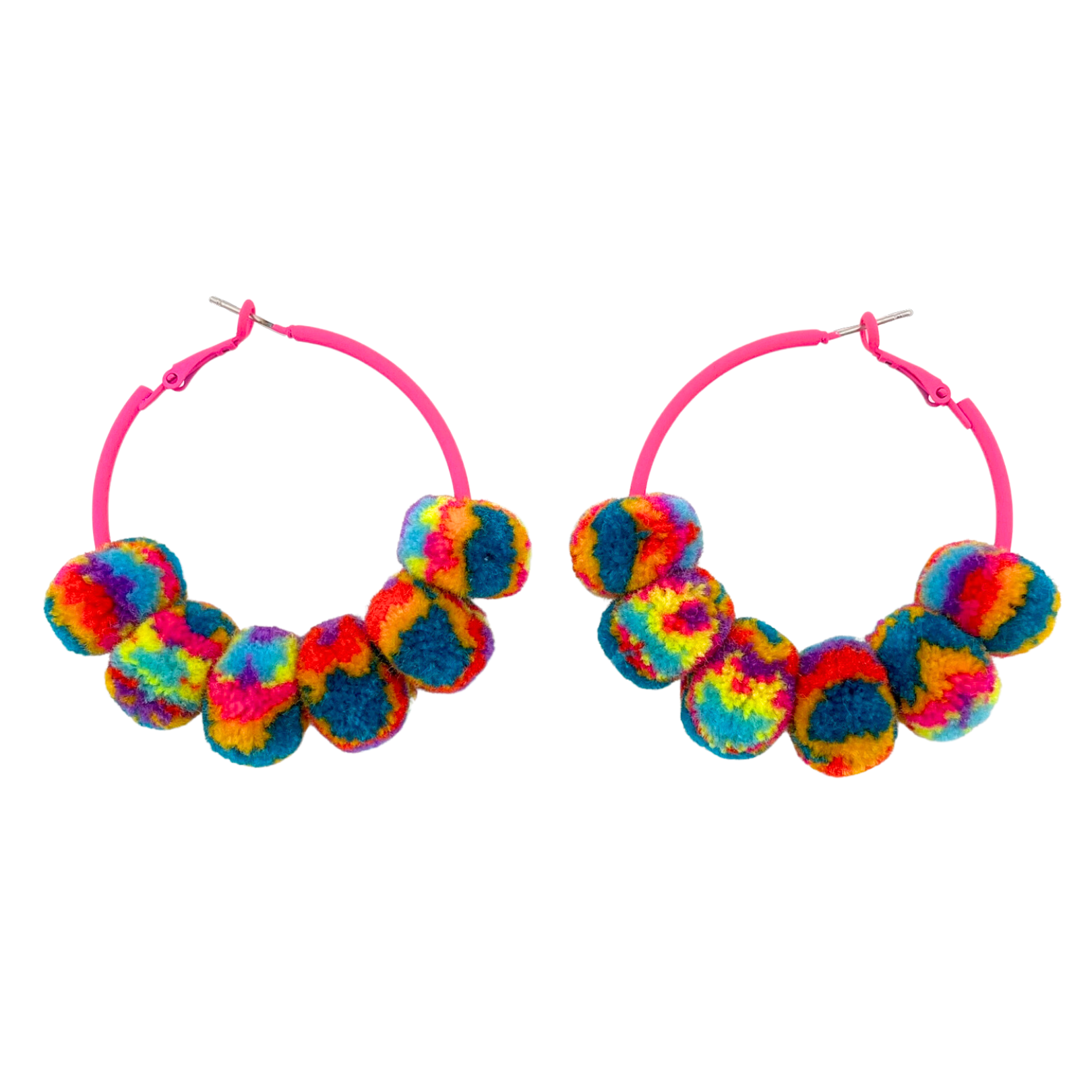 pom'd painted hoops in neon