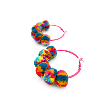 pom'd painted hoops in neon