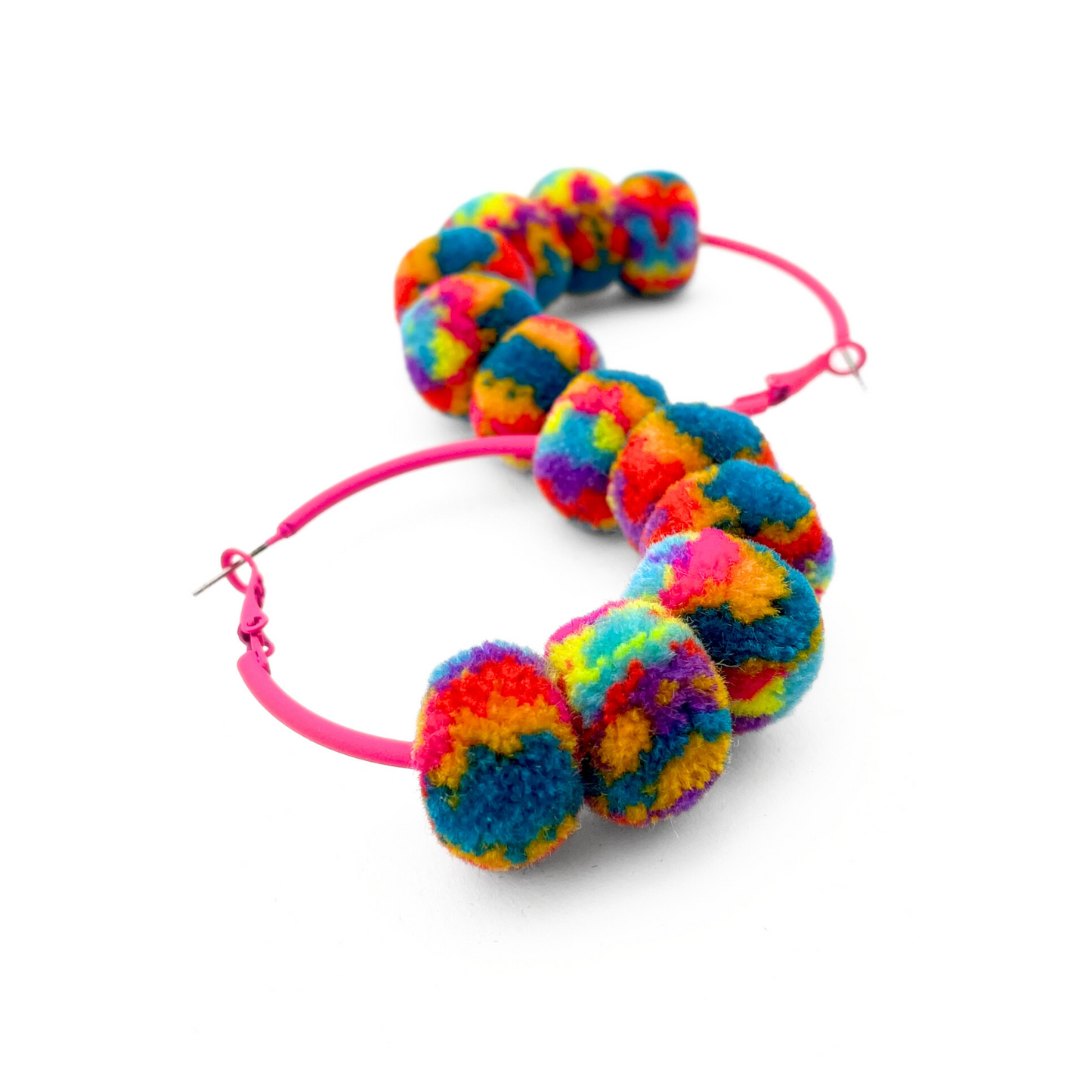 pom'd painted hoops in neon