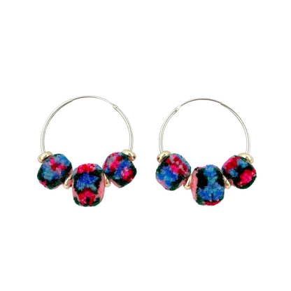 pom'd silver hoops in bloom