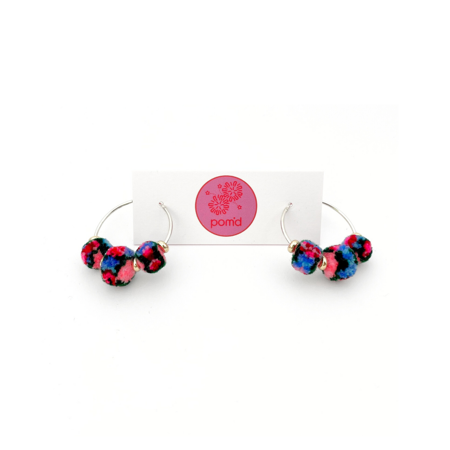 pom'd silver hoops in bloom