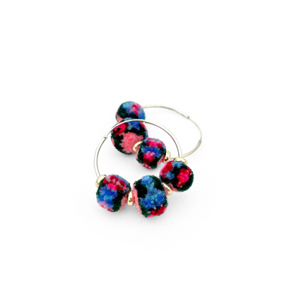 pom'd silver hoops in bloom