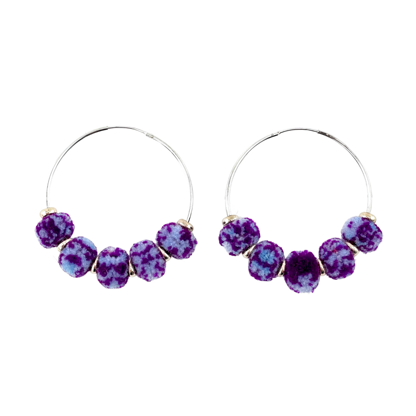 pom'd silver hoops in hyacinth