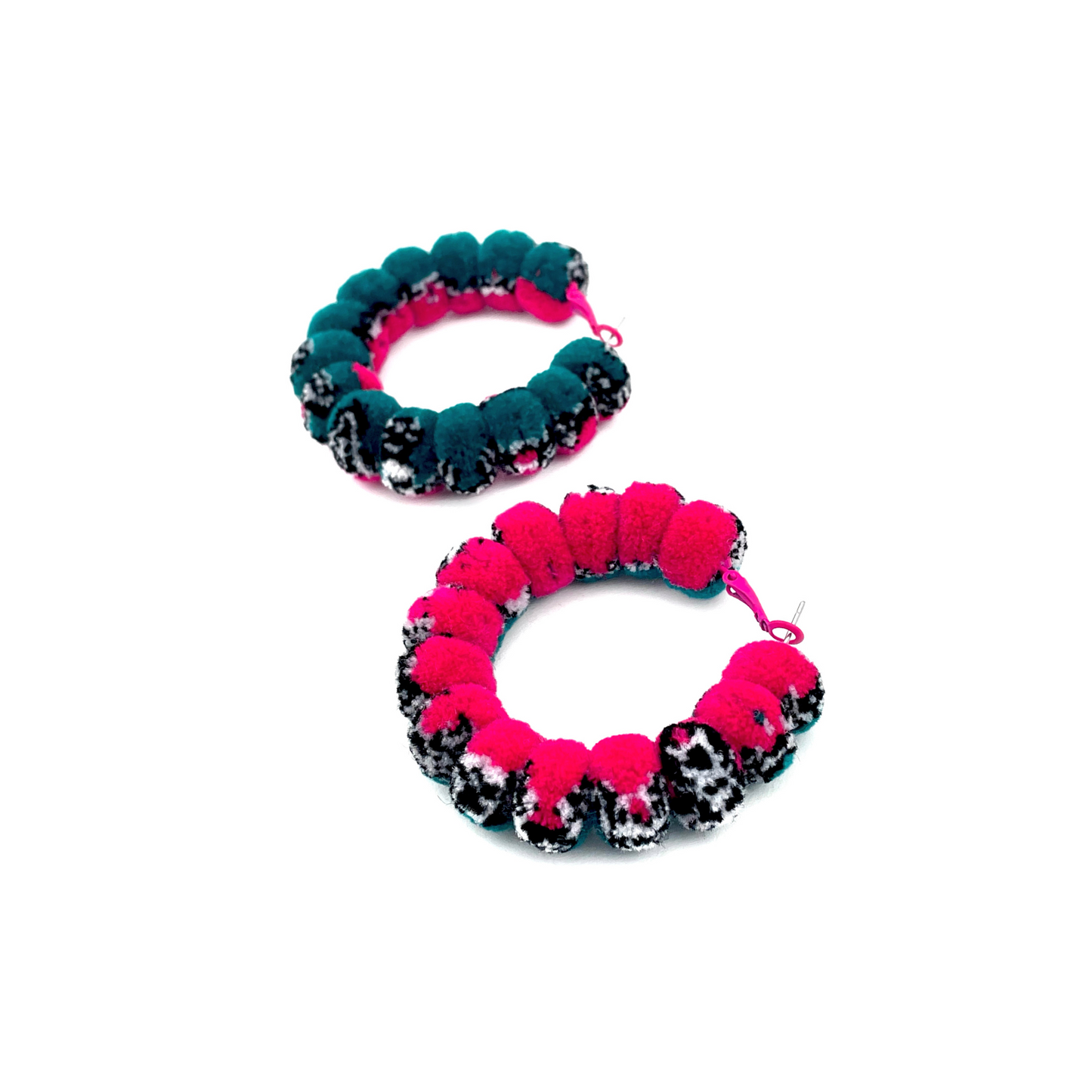pom'd full painted hoops in techno teal