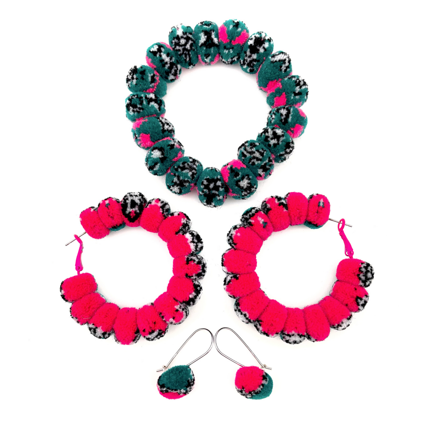 pom'd silver teardrops in techno teal