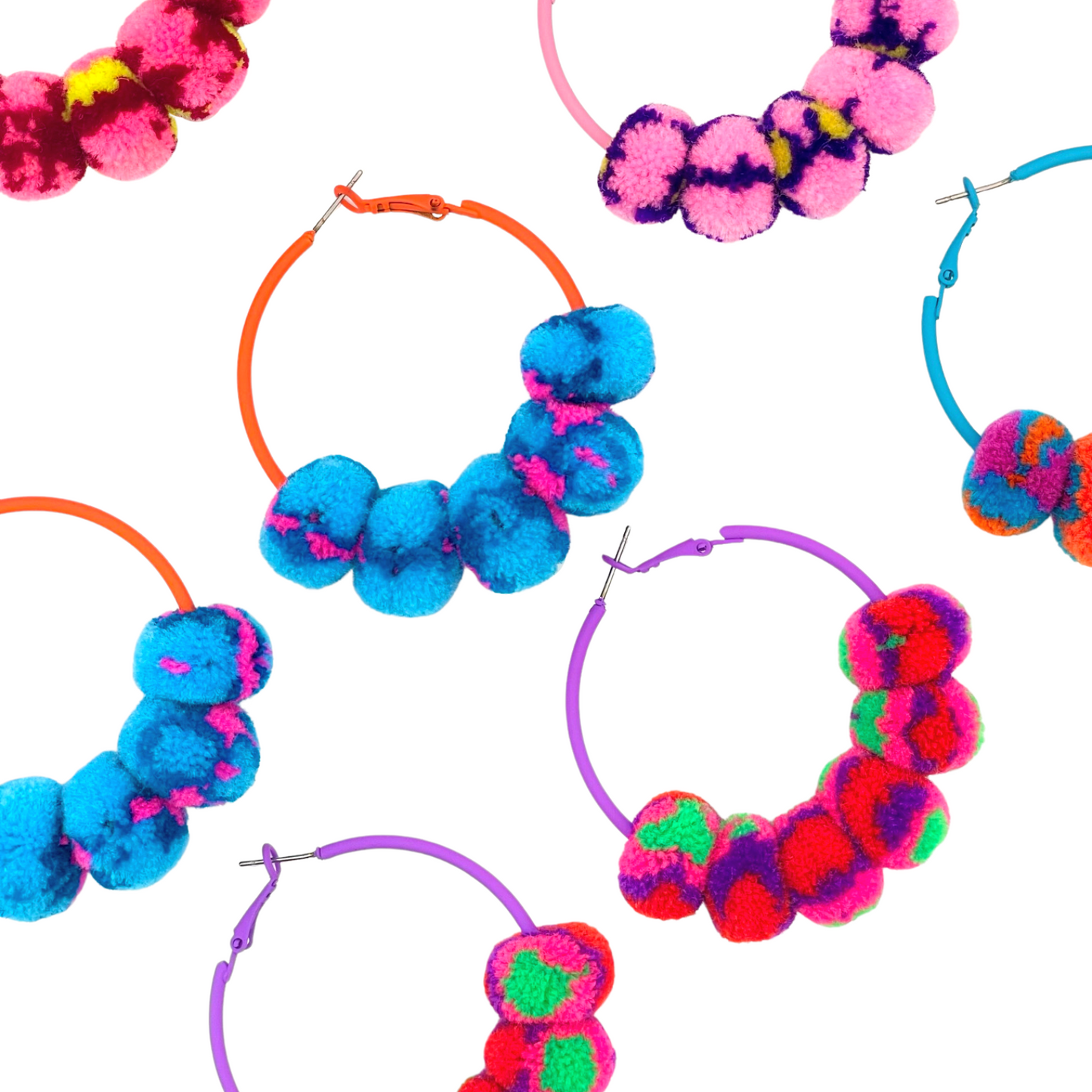 pom'd painted hoops in electric
