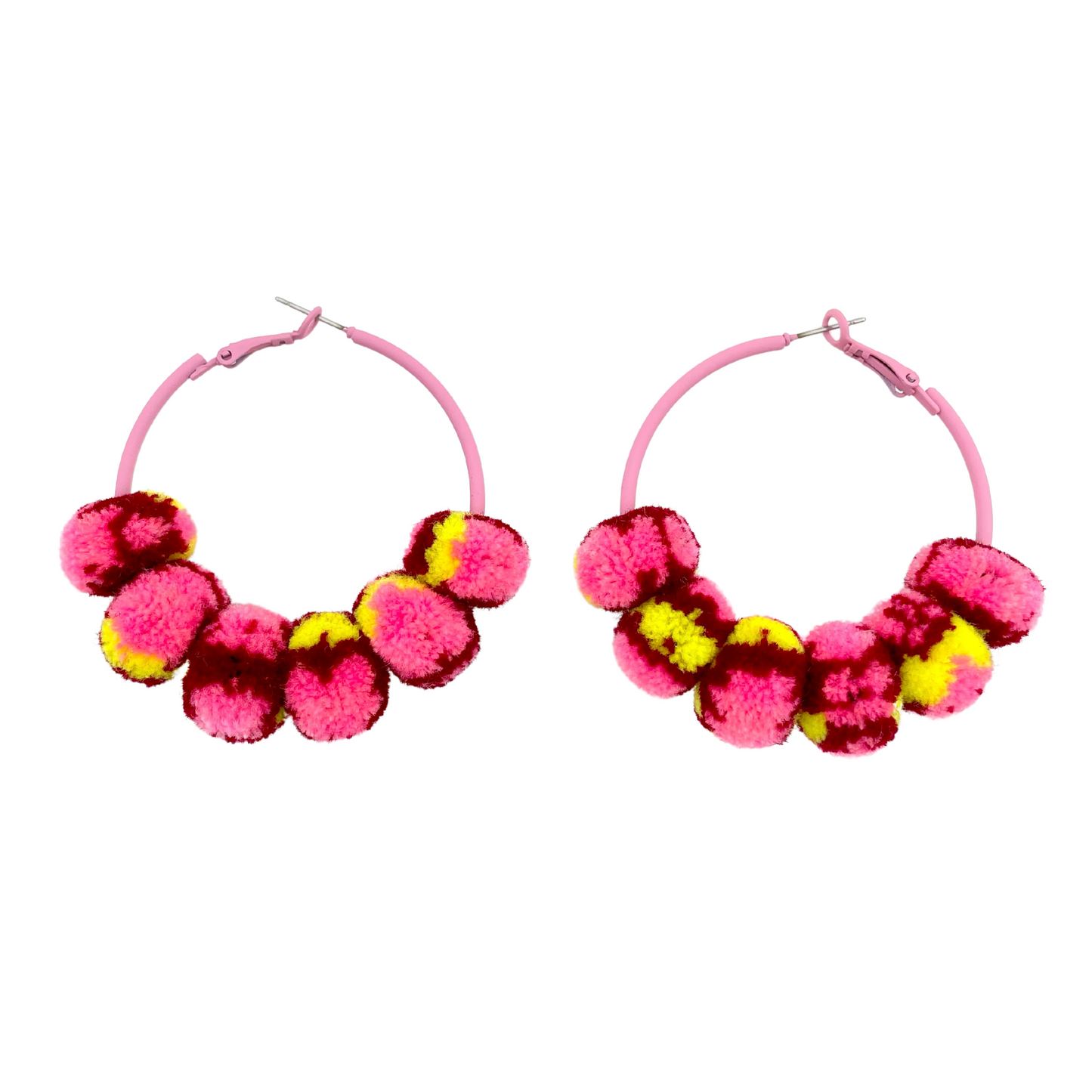 pom'd painted hoops in pink lemonade