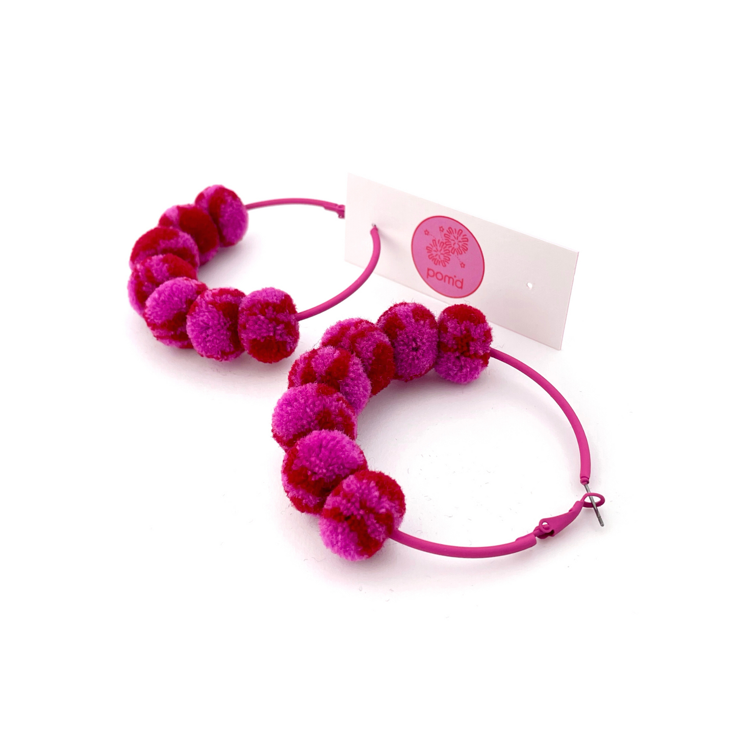 pom'd painted hoops in raspberry