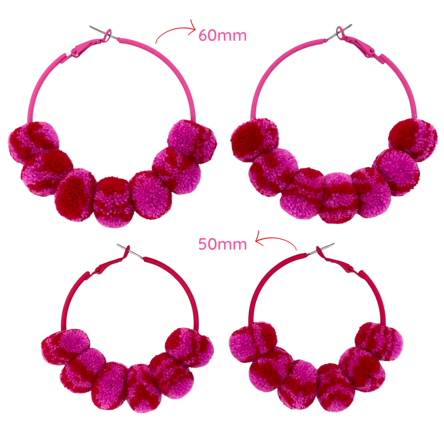 pom'd painted hoops in raspberry