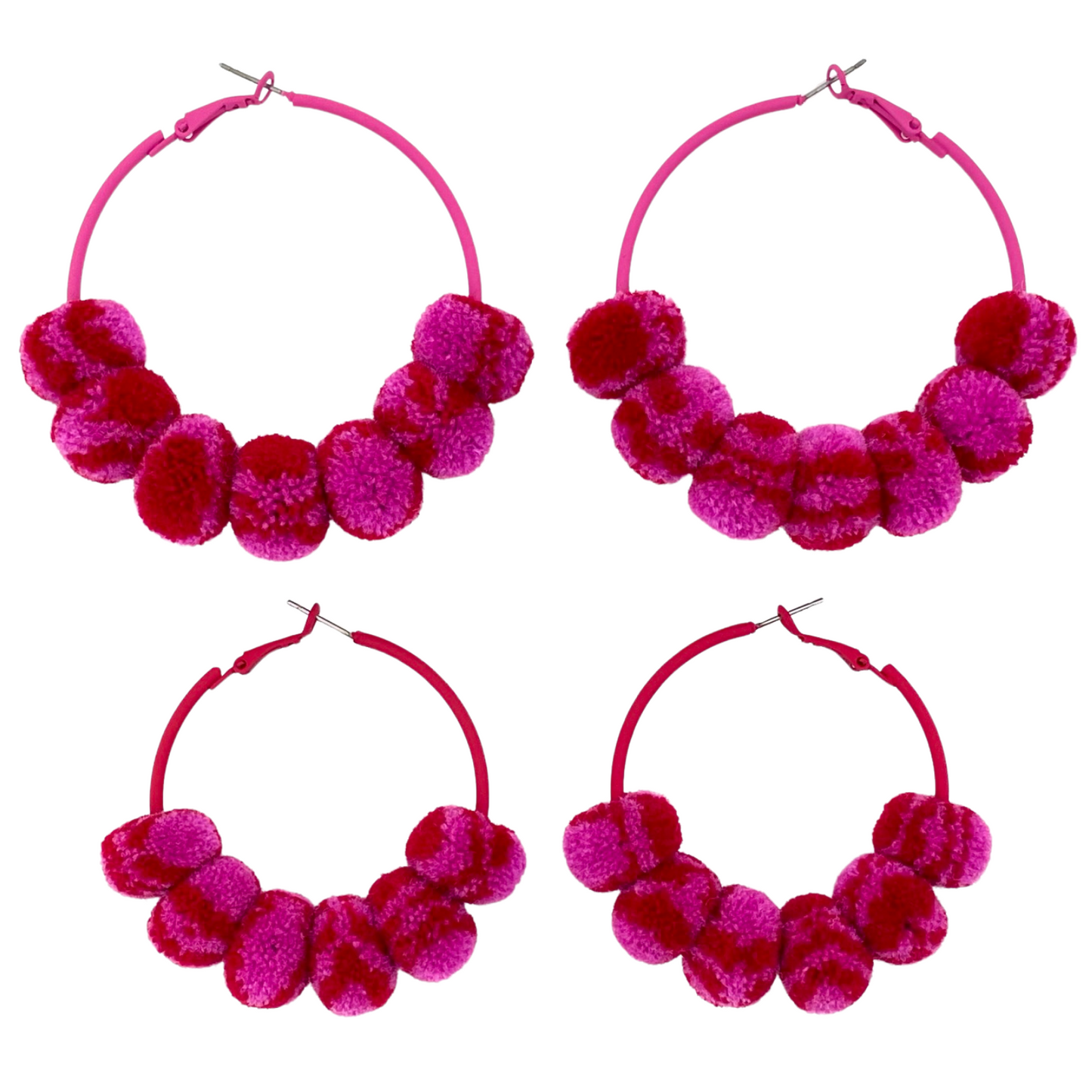 pom'd painted hoops in raspberry