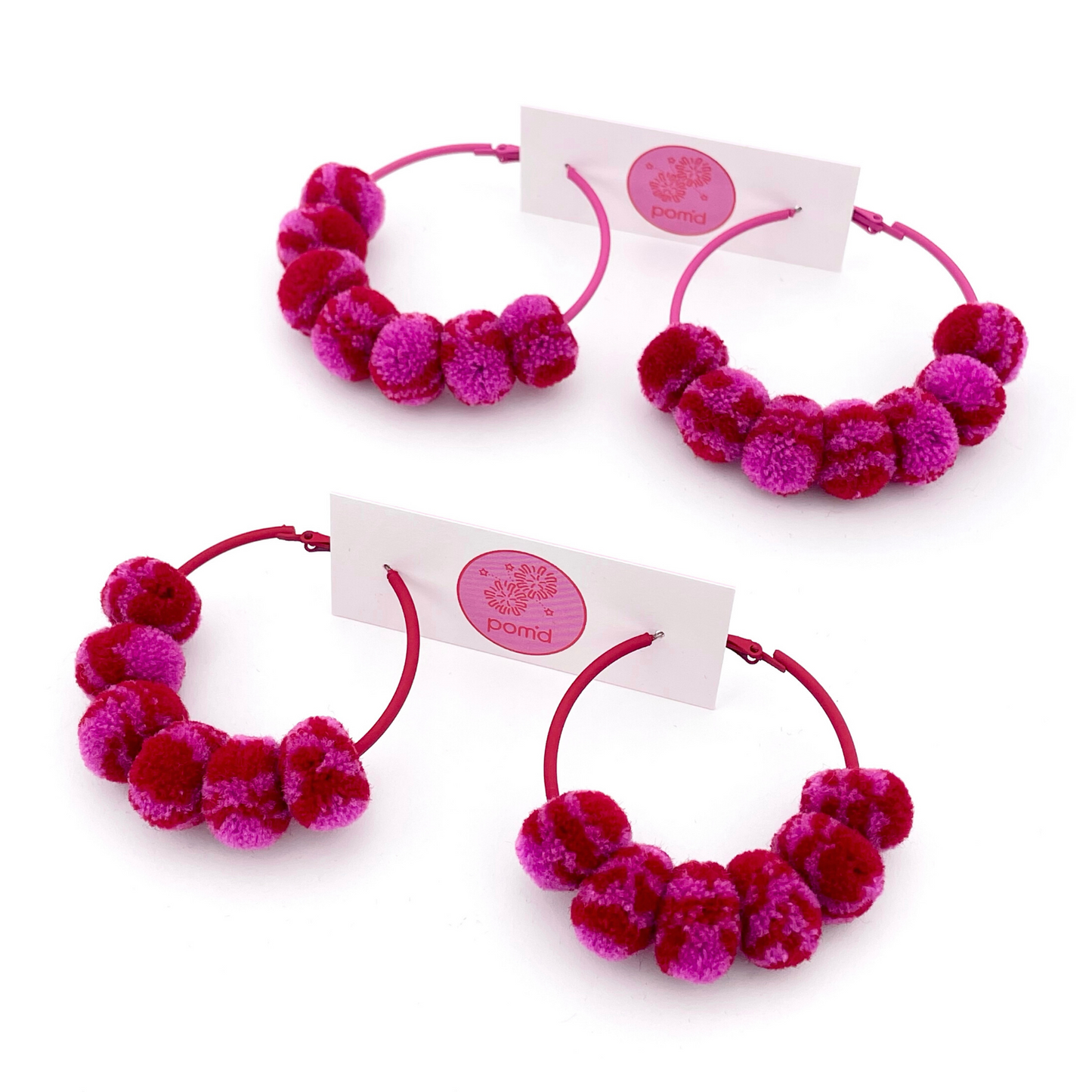 pom'd painted hoops in raspberry