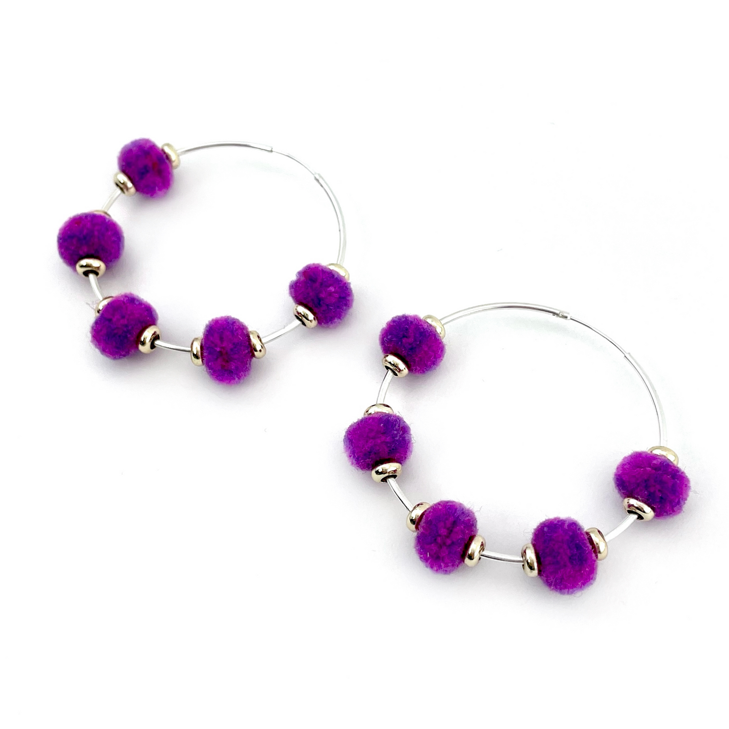 pom'd silver hoops in mauve