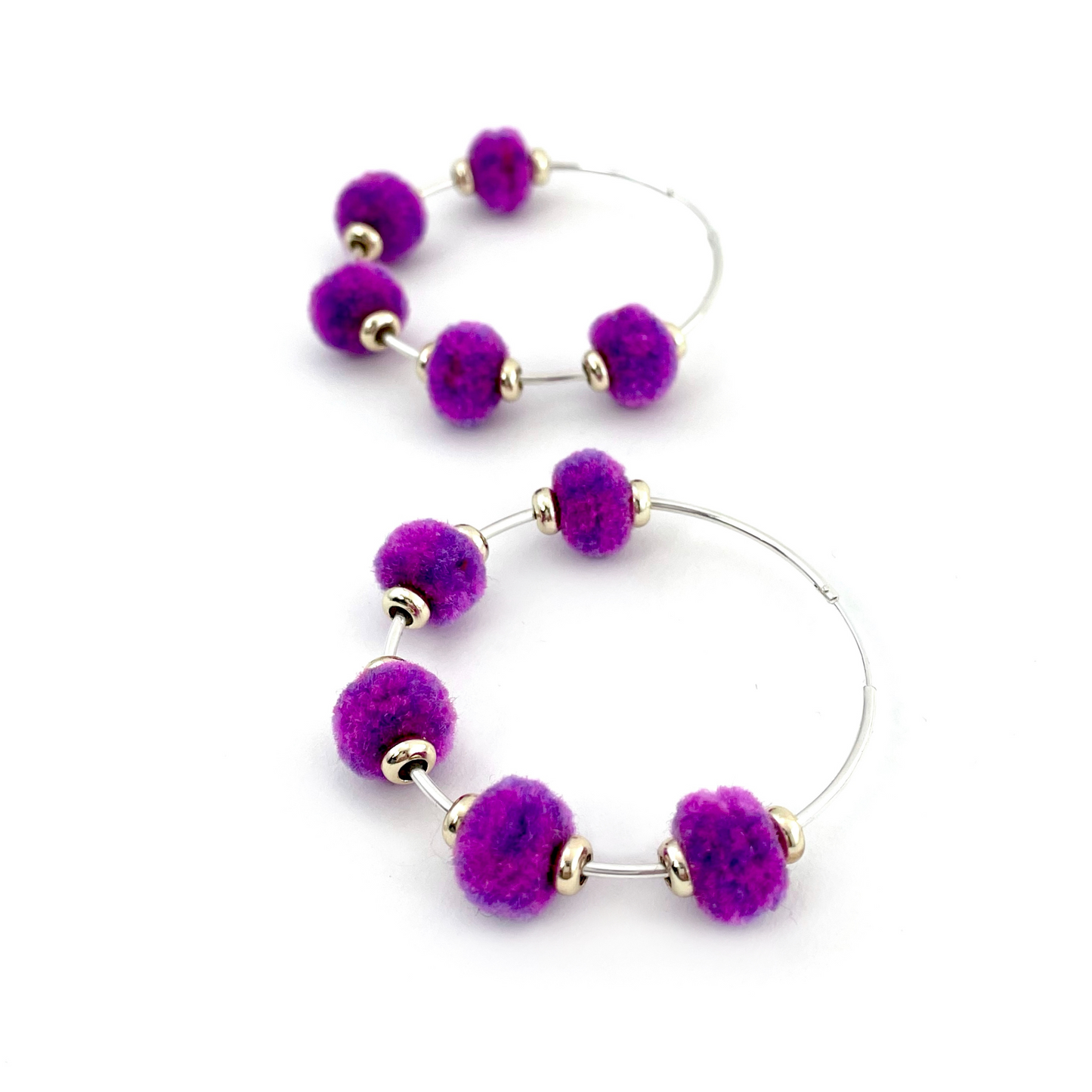 pom'd silver hoops in mauve