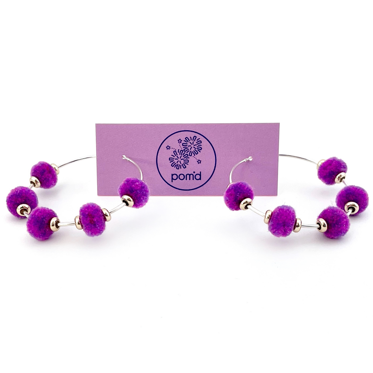 pom'd silver hoops in mauve