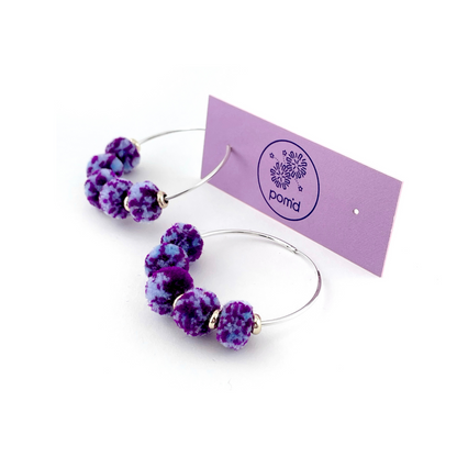 pom'd silver hoops in hyacinth