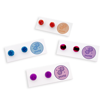 pom'd silver studs in magenta