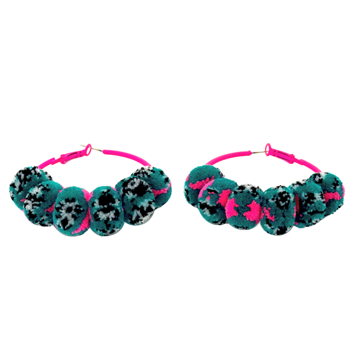 pom'd painted hoops in techno teal