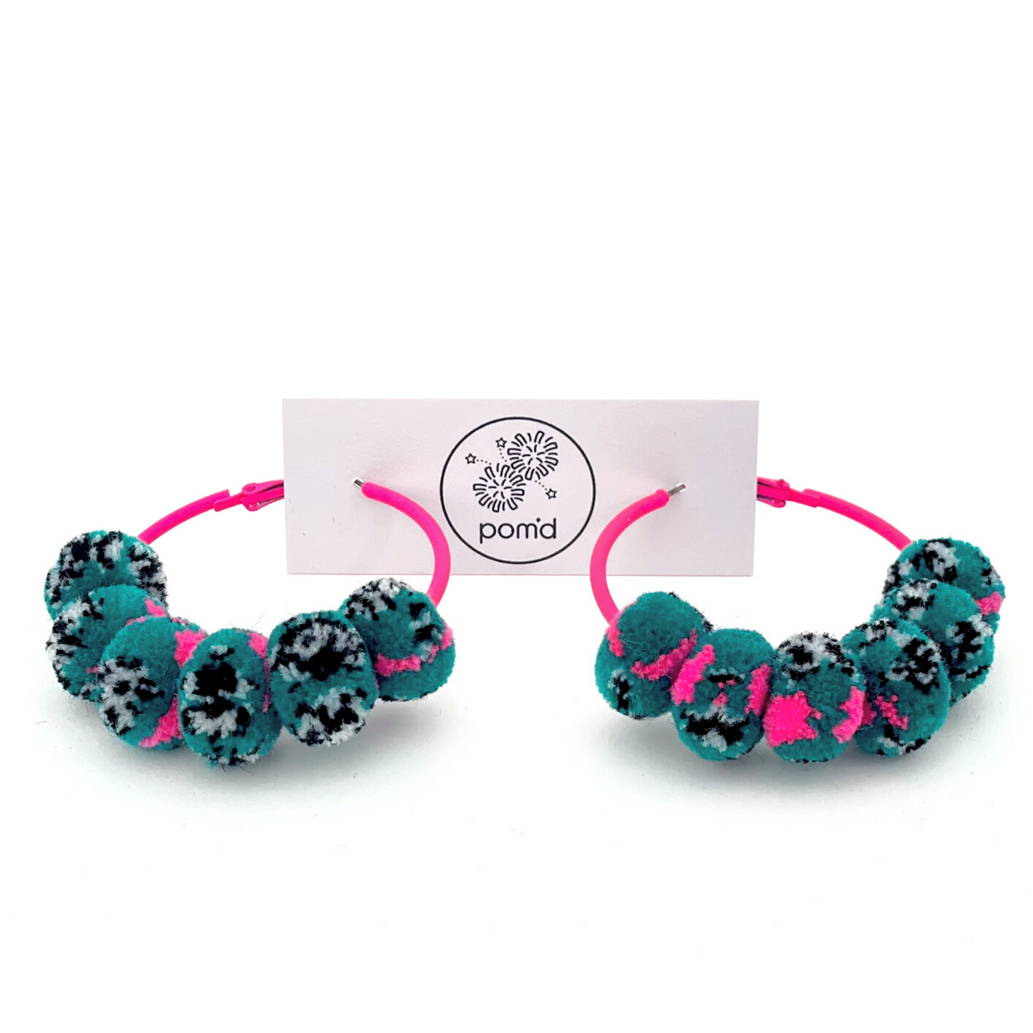 pom'd painted hoops in techno teal